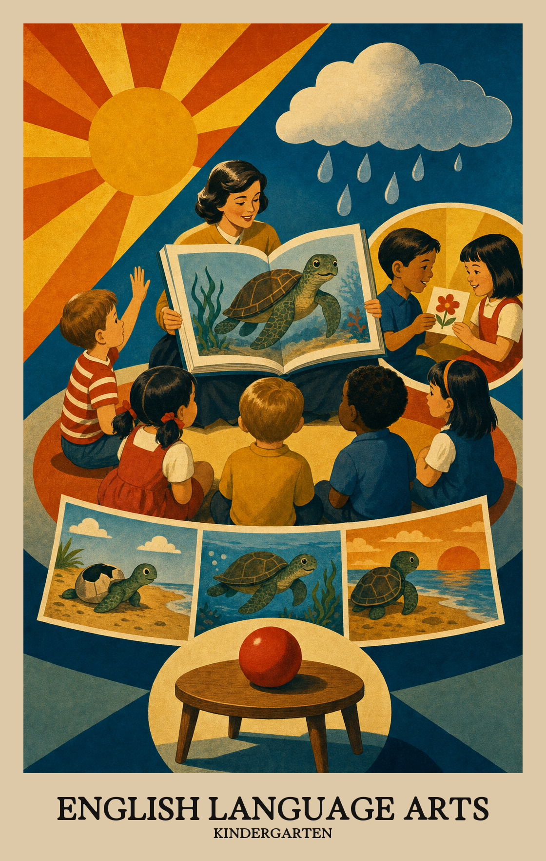 Illustration of what students learn in Kindergarten English Language Arts